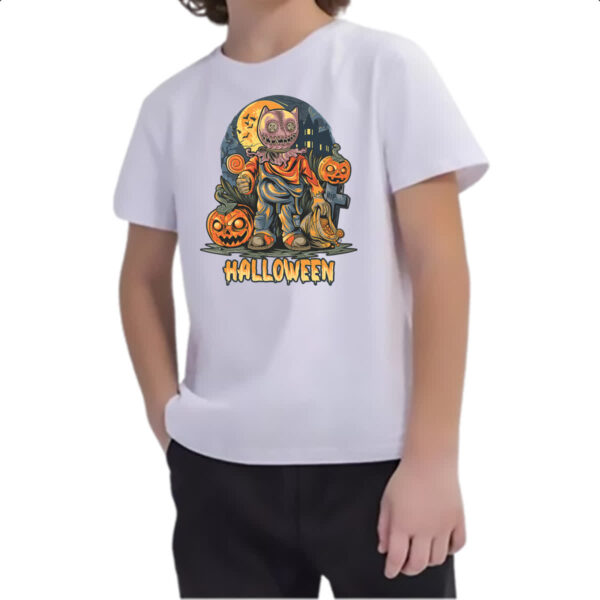 Camiseta Infanto Juvenil Halloween pumpkin cemiterio - Imagem 2