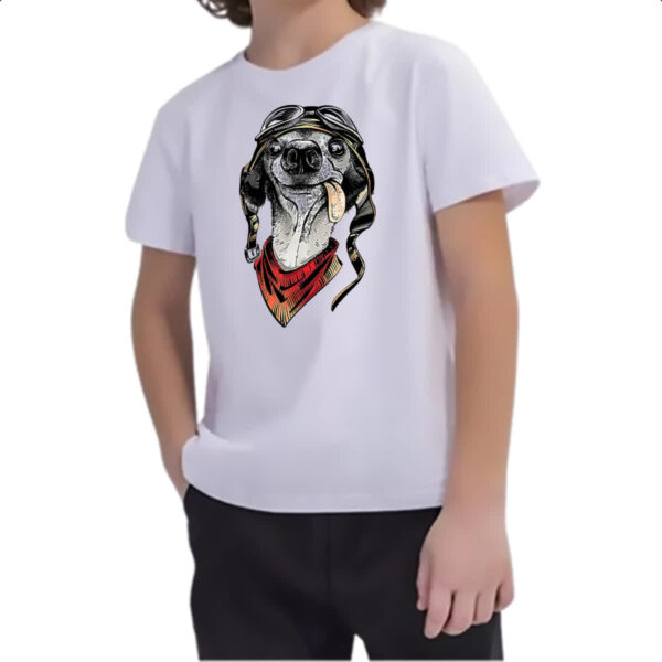 Camiseta Infanto Juvenil Cachorro doido piloto - Imagem 2