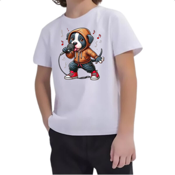 Camiseta Infanto Juvenil Cachorro filhote cantor - Imagem 2