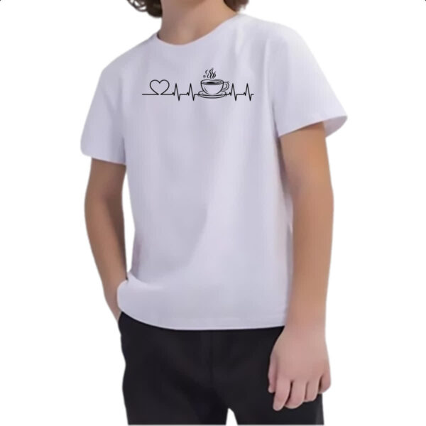 Camiseta Infanto Juvenil Cafe batimento cardiaco - Imagem 2