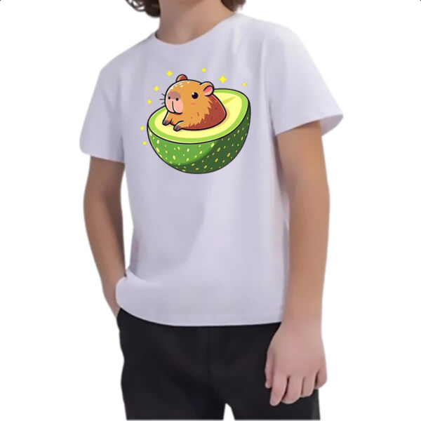 Camiseta Infanto Juvenil Capibacate capivara no abacate - Imagem 2