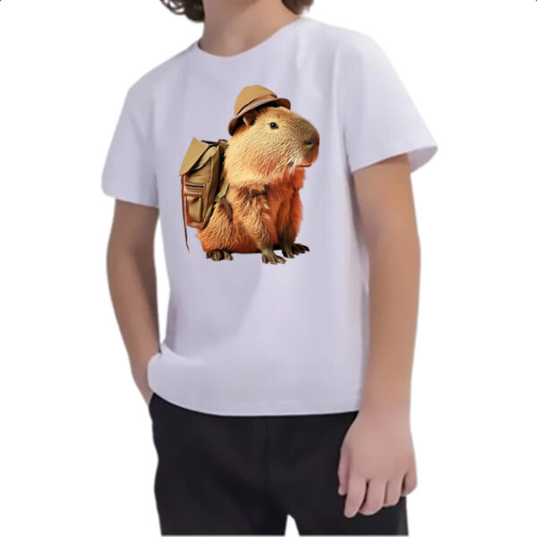Camiseta Infanto Juvenil Capivara aventureira - Imagem 2