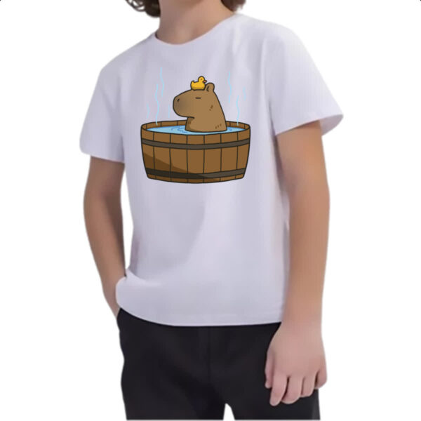 Camiseta Infanto Juvenil Capivara banho ofuro - Imagem 2