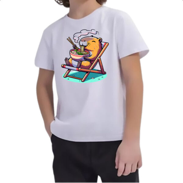 Camiseta Infanto Juvenil Capivara ferias comendo lamen - Imagem 2