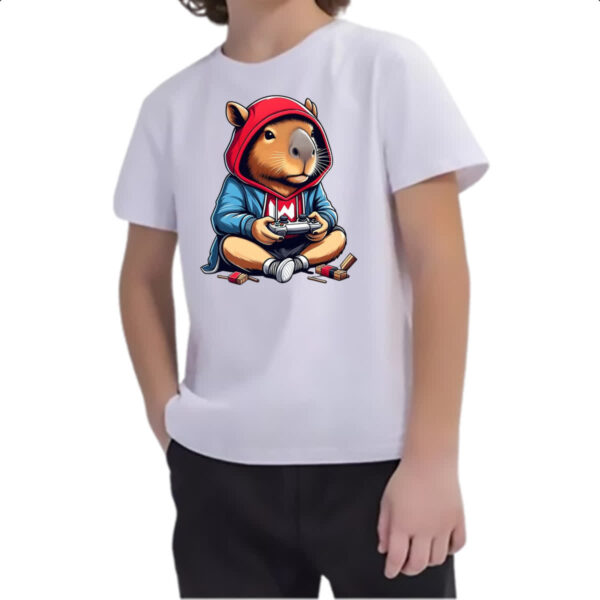 Camiseta Infanto Juvenil Capivara gamer - Imagem 2