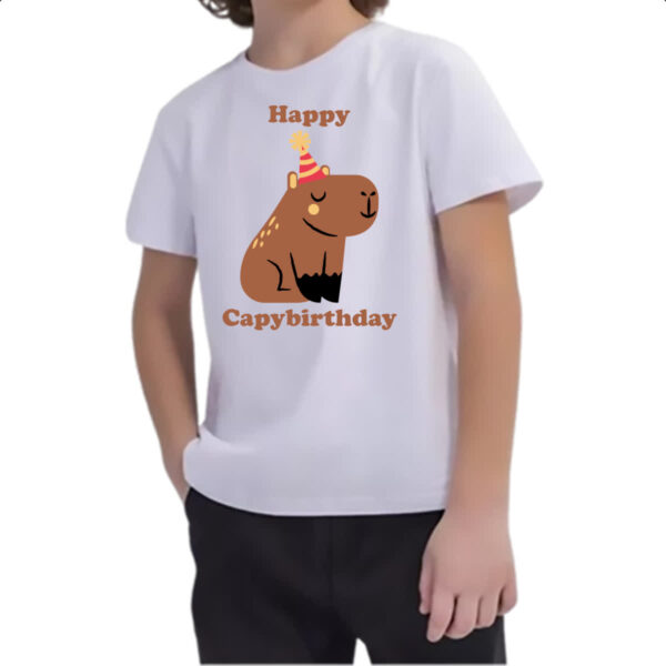 Camiseta Infanto Juvenil Capivara happy capybirthday - Imagem 2