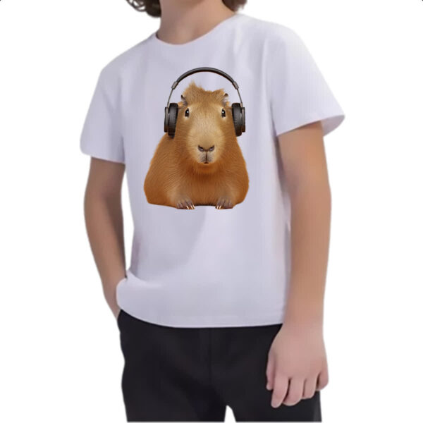 Camiseta Infanto Juvenil Capivara headfone - Imagem 2