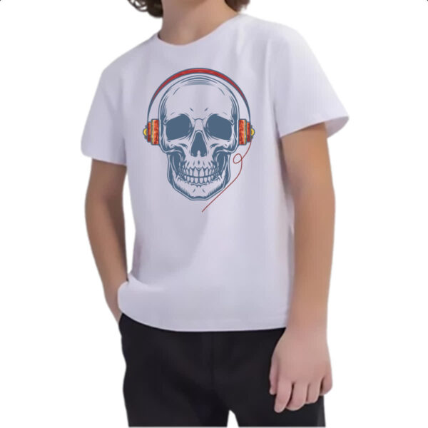 Camiseta Infanto Juvenil Caveira com HeadPhone - Imagem 2