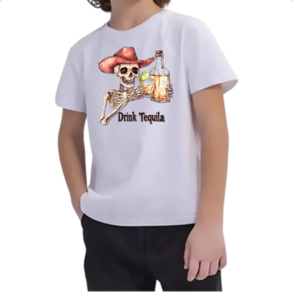 Camiseta Infanto Juvenil Caveira drink tequila - Imagem 2