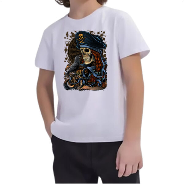 Camiseta Infanto Juvenil Caveira pirata - Imagem 2