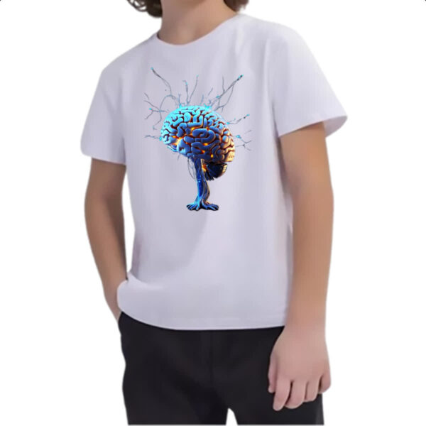 Camiseta Infanto Juvenil Cerebro IA impulsos eletricos - Imagem 2