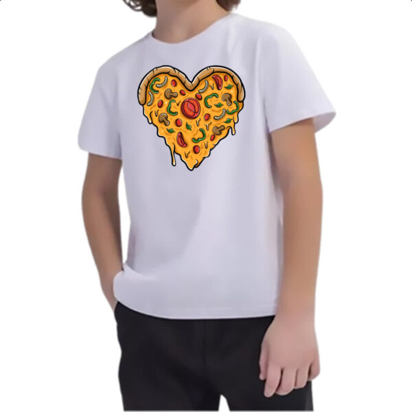 Camiseta Infanto Juvenil Coracao de pizza - Imagem 2
