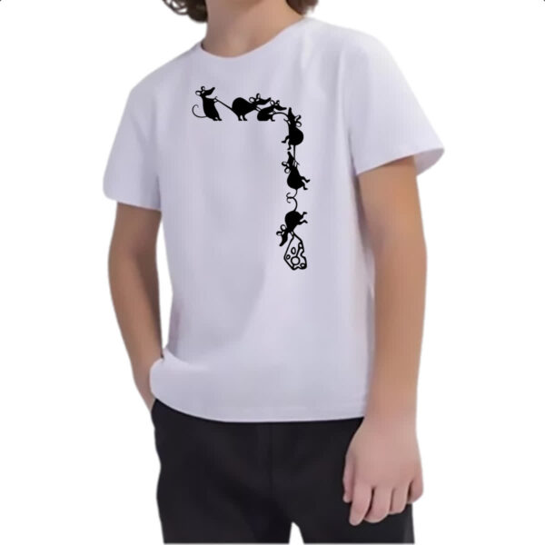 Camiseta Infanto Juvenil Corda de ratos roubando queijo - Imagem 2