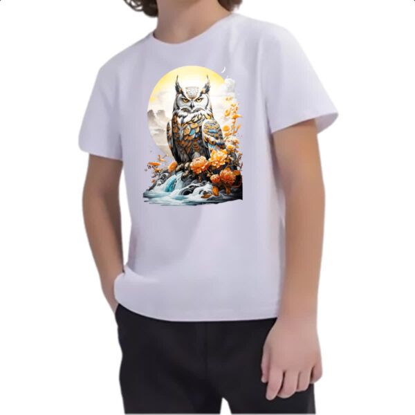 Camiseta Infanto Juvenil Coruja do Gelo Sunset - Imagem 2