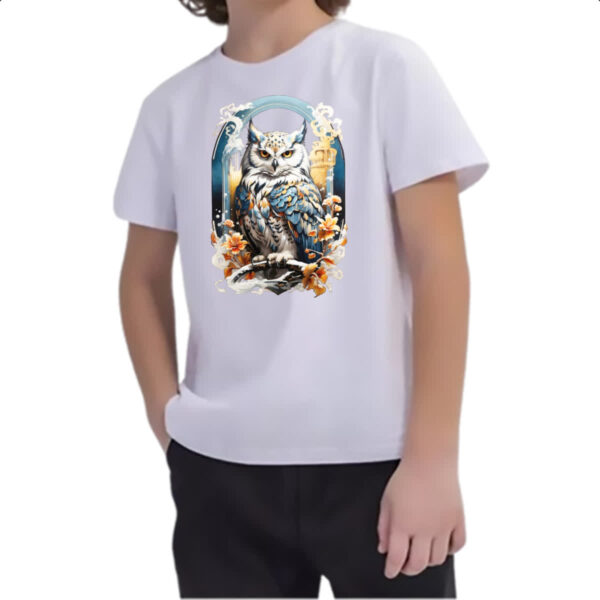 Camiseta Infanto Juvenil Coruja do gelo - Imagem 2