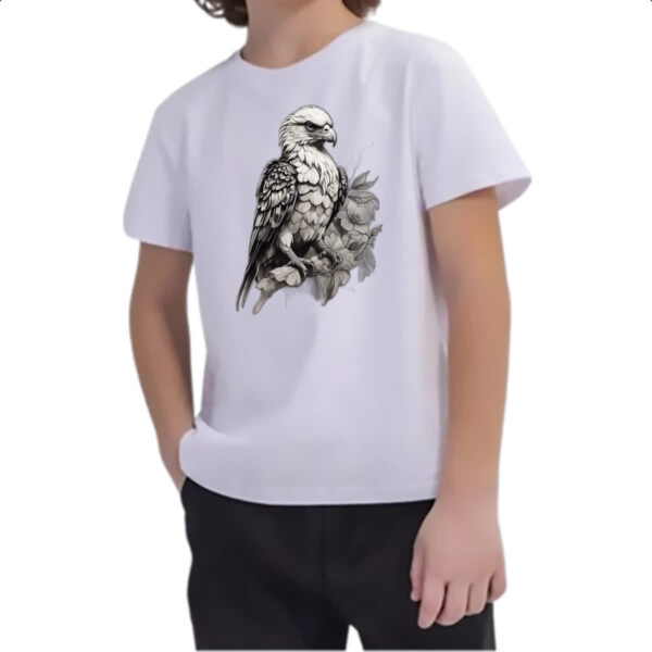 Camiseta Infanto Juvenil Aguia Monocromatica Tatoo - Imagem 2