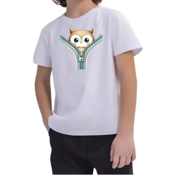Camiseta Infanto Juvenil Coruja no ziper - Imagem 2