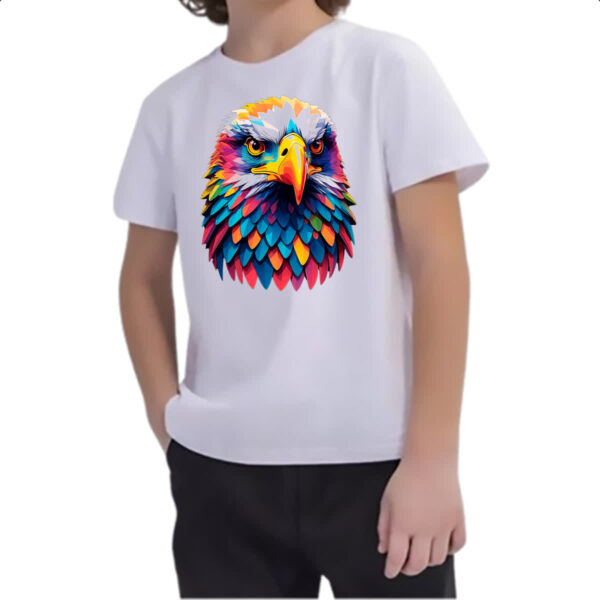 Camiseta Infanto Juvenil Aguia colorida color art - Imagem 2