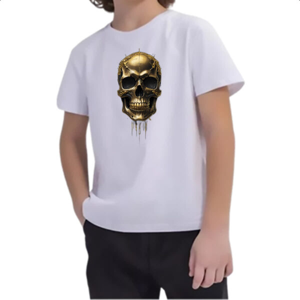 Camiseta Infanto Juvenil Cranio de ouro - Imagem 2
