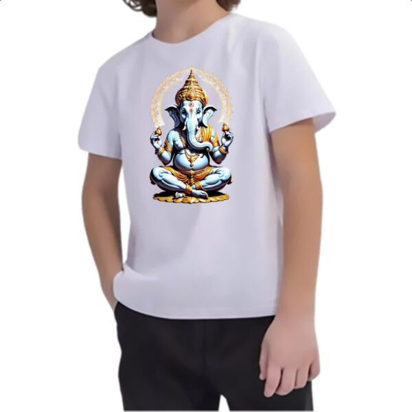 Camiseta Infanto Juvenil Deusa Hindu Ganesh meditando - Imagem 2