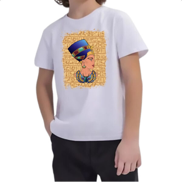 Camiseta Infanto Juvenil Deusa Nefertiti Ilustracao - Imagem 2