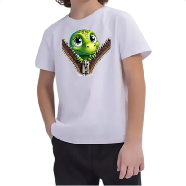 Camiseta Infanto Juvenil Dinossauro no ziper - Imagem 2