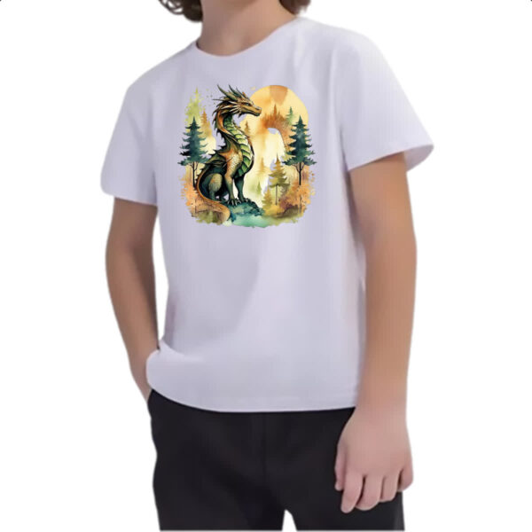 Camiseta Infanto Juvenil Dragao Floresta Sunset - Imagem 2