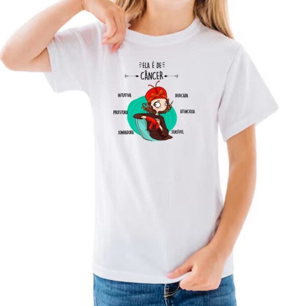 Camiseta Infanto Juvenil Ela e de Cancer - Imagem 3