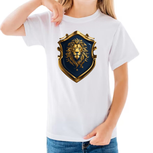 Camiseta Infanto Juvenil Escudo dourado leao de juda - Imagem 3