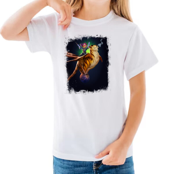 Camiseta Infanto Juvenil Empires and Puzzles Heroi Eiora e Fluffy - Imagem 3