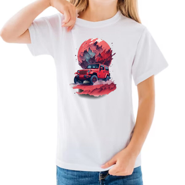 Camiseta Infanto Juvenil Jeep Vermelho Sunset Art - Imagem 3