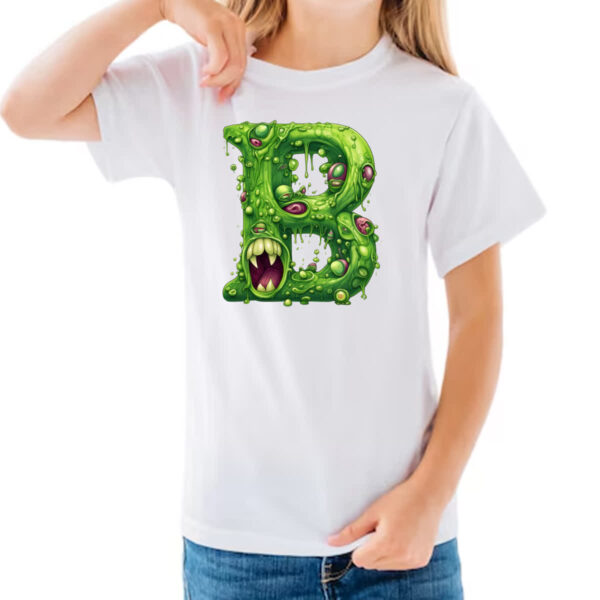 Camiseta Infanto Juvenil Zumbi Alfabeto Letra B - Imagem 3