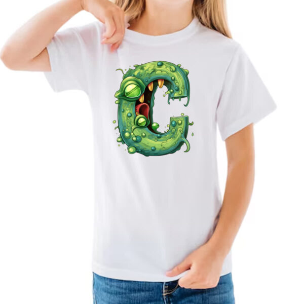 Camiseta Infanto Juvenil Zumbi Alfabeto Letra C - Imagem 3
