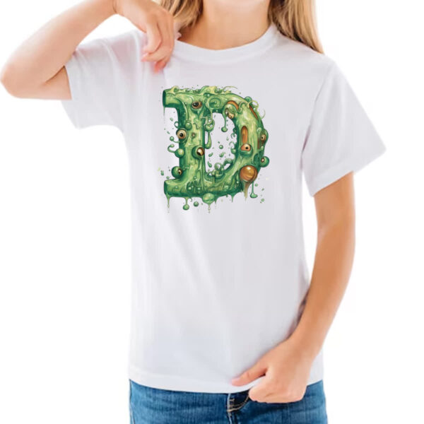 Camiseta Infanto Juvenil Zumbi Alfabeto Letra D - Imagem 3
