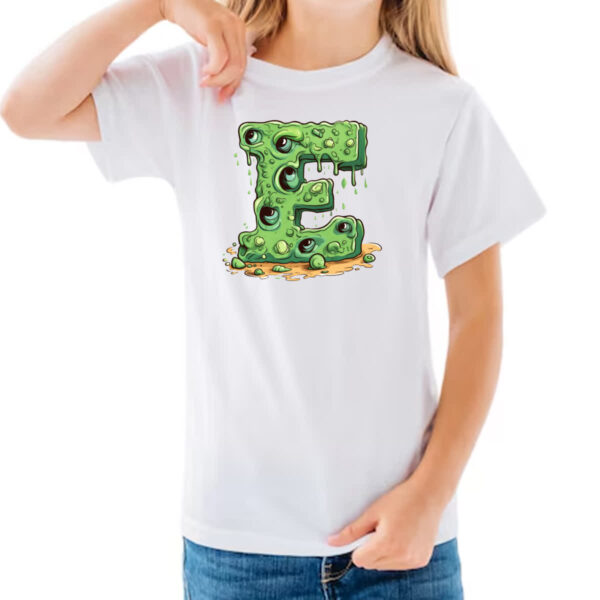 Camiseta Infanto Juvenil Zumbi Alfabeto Letra E - Imagem 3