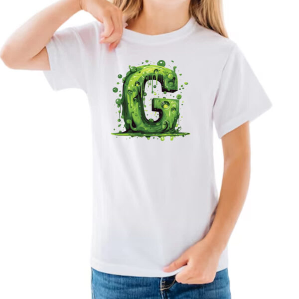 Camiseta Infanto Juvenil Zumbi Alfabeto Letra G - Imagem 3