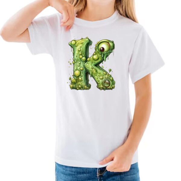 Camiseta Infanto Juvenil Zumbi Alfabeto Letra K - Imagem 3
