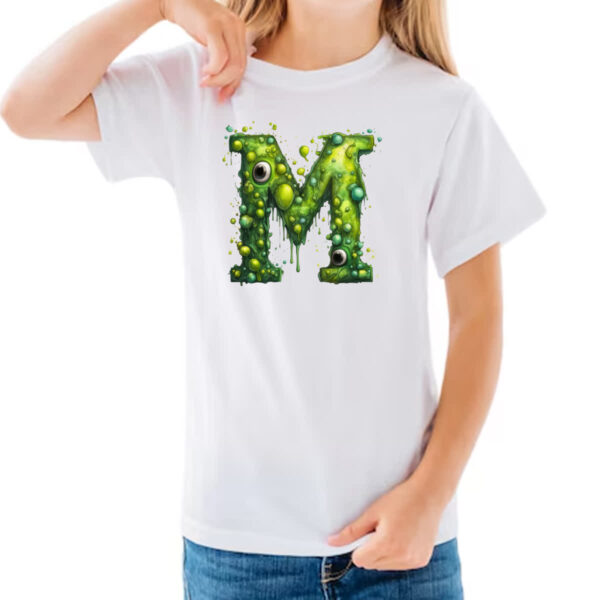 Camiseta Infanto Juvenil Zumbi Alfabeto Letra M - Imagem 3