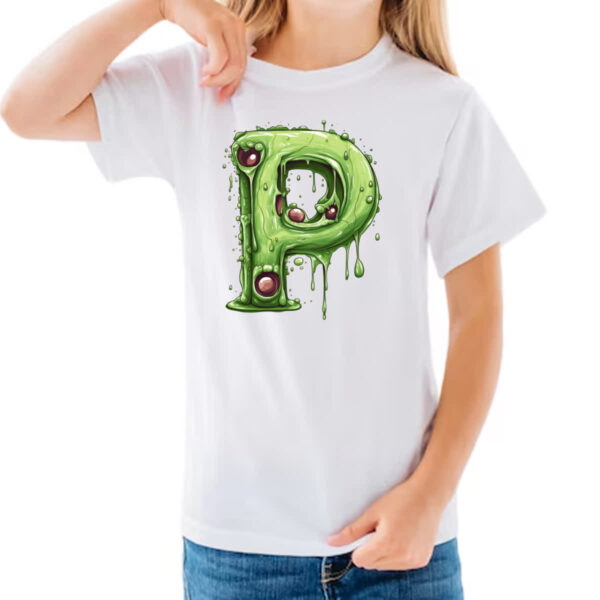 Camiseta Infanto Juvenil Zumbi Alfabeto Letra P - Imagem 3