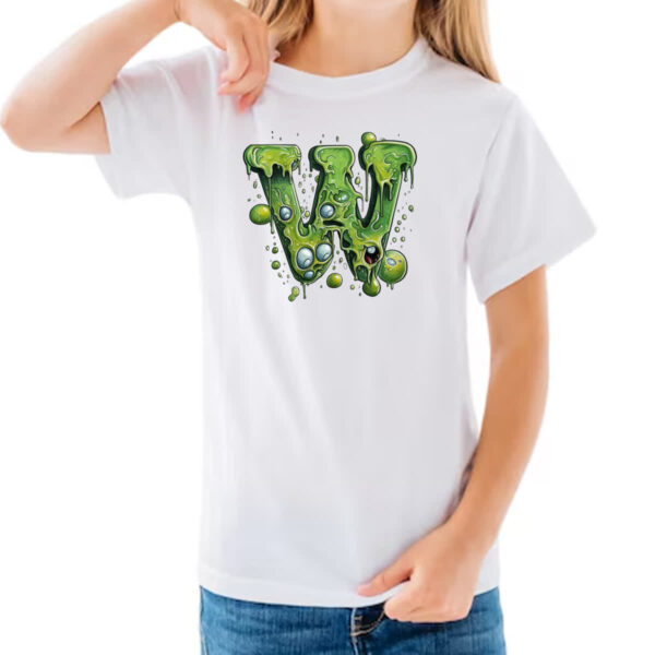Camiseta Infanto Juvenil Zumbi Alfabeto Letra W - Imagem 3