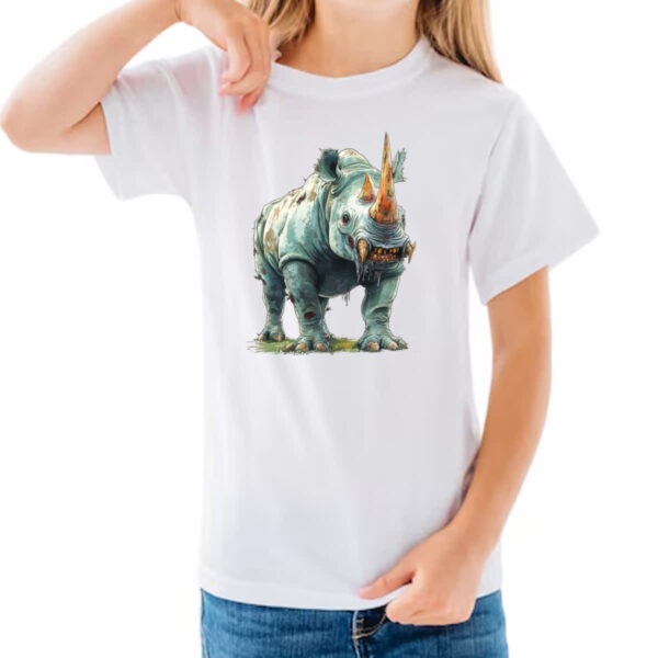 Camiseta Infanto Juvenil Zumbi Rinoceronte - Imagem 3