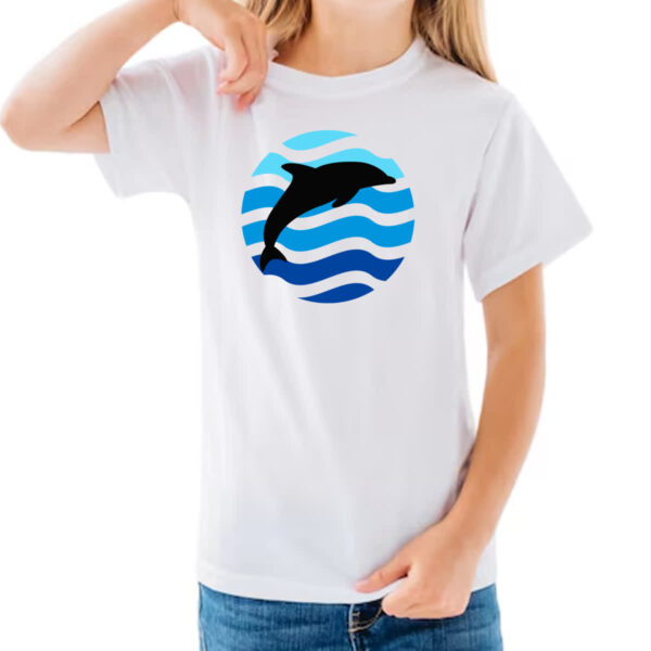 Camiseta Infanto Juvenil Animais marinhos Golfinho silhueta sunset - Imagem 3