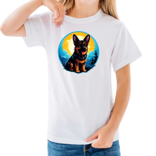 Camiseta Infanto Juvenil Filhote pastor alemao sunset art - Imagem 3