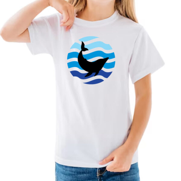 Camiseta Infanto Juvenil Animais marinhos baleia silhueta sunset - Imagem 3