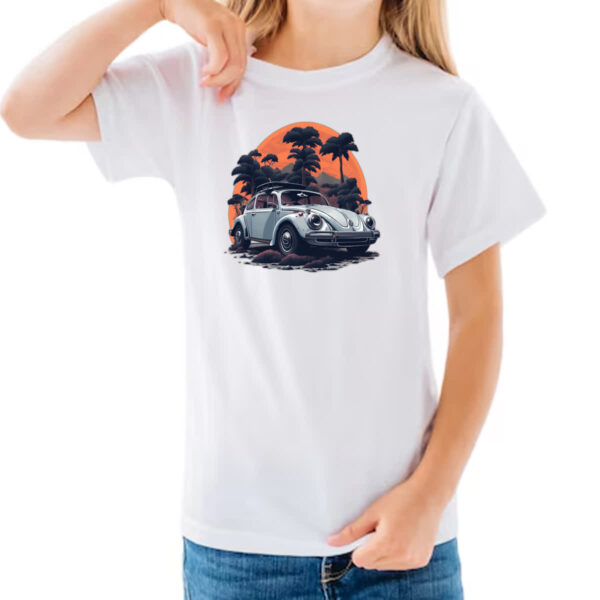 Camiseta Infanto Juvenil Fusca Branco Sunset - Imagem 3
