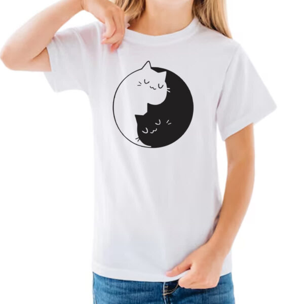 Camiseta Infanto Juvenil Gatinhos Yin Yang - Imagem 3