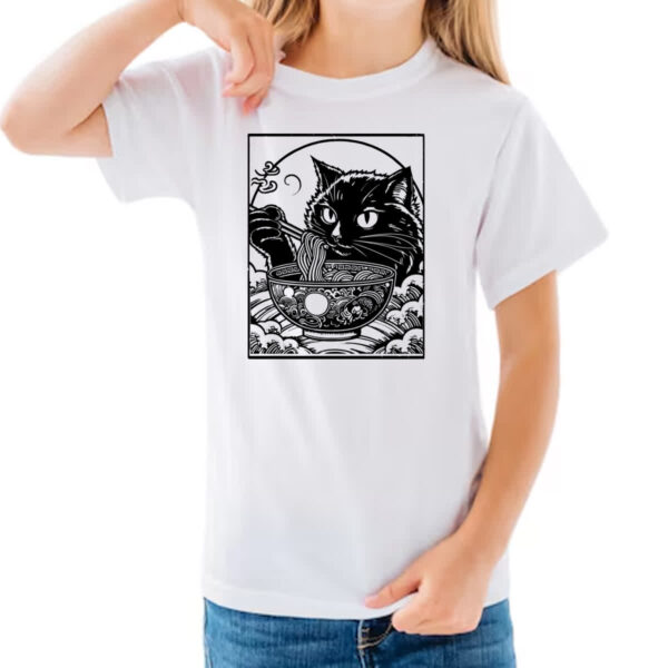 Camiseta Infanto Juvenil Gato comendo lamen - Imagem 3