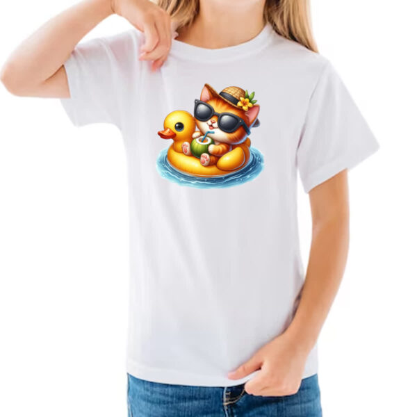 Camiseta Infanto Juvenil Gato na boia - Imagem 3