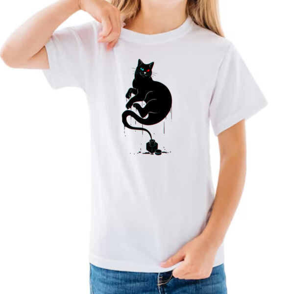 Camiseta Infanto Juvenil Gato na tinta - Imagem 3