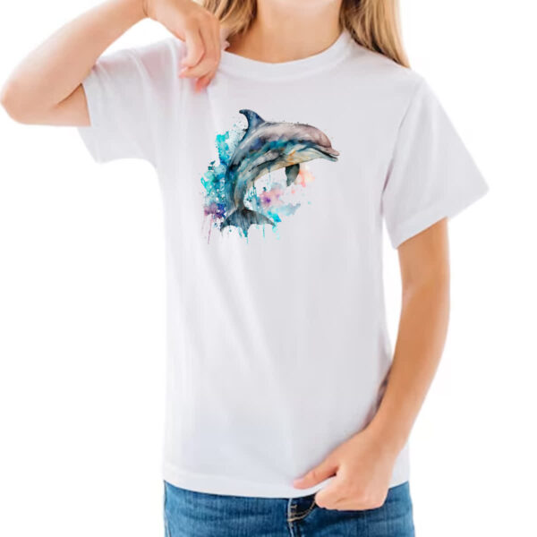 Camiseta Infanto Juvenil Golphinho aquarela 01 - Imagem 3